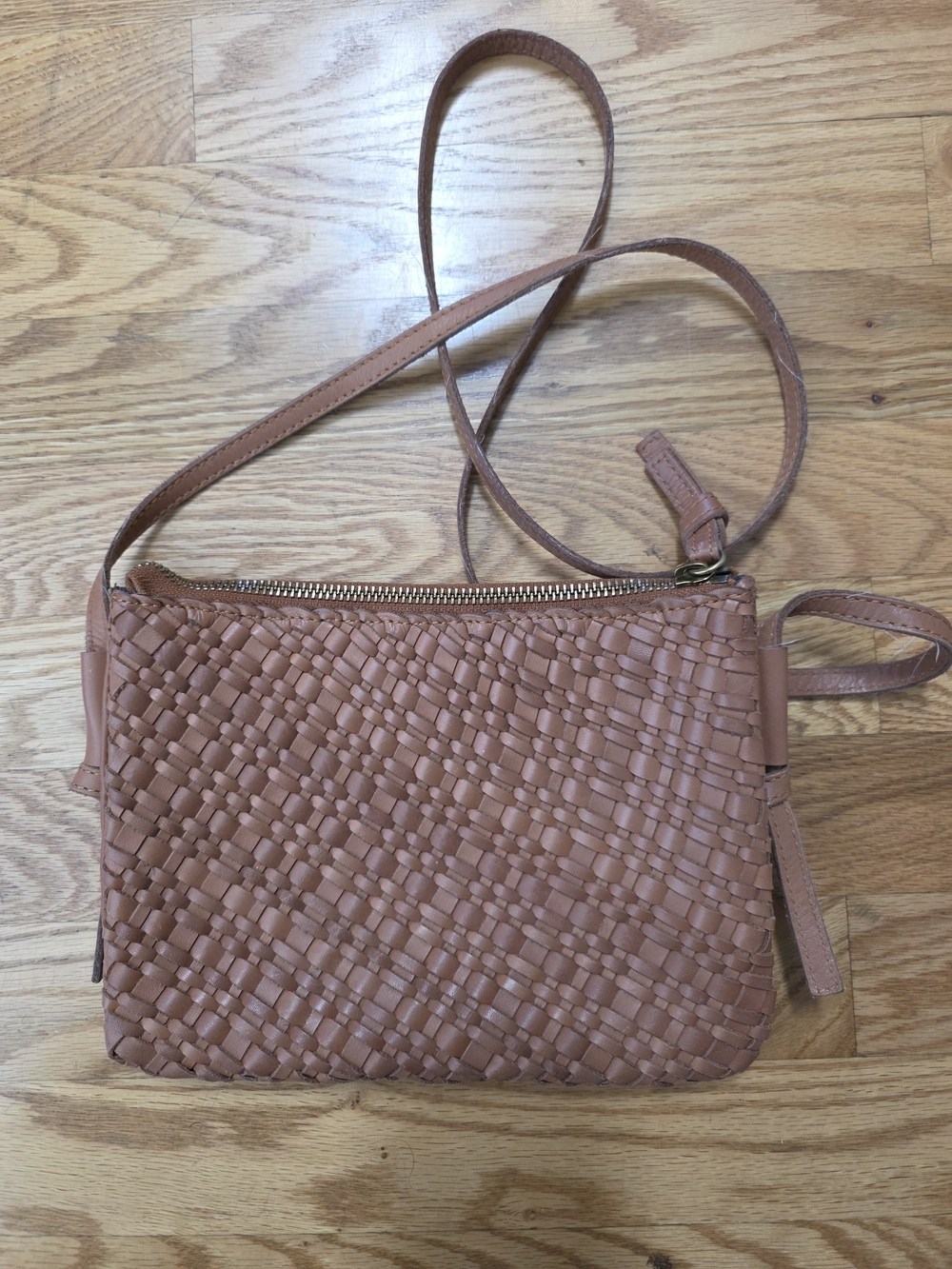 Madewell Woven Leather Crossbody in Brown Tan - Picture 2 of 7